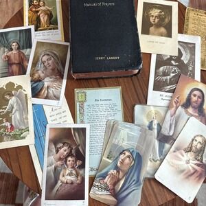 Vintage Manual Of Prayers 1930s & Mass Cards Lot Of 16